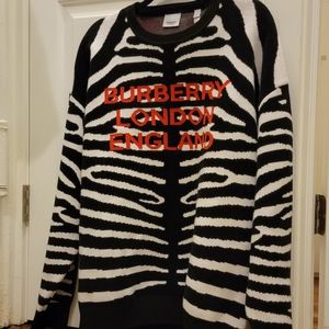 Burberry Zebra Striped Wool Knit Sweater